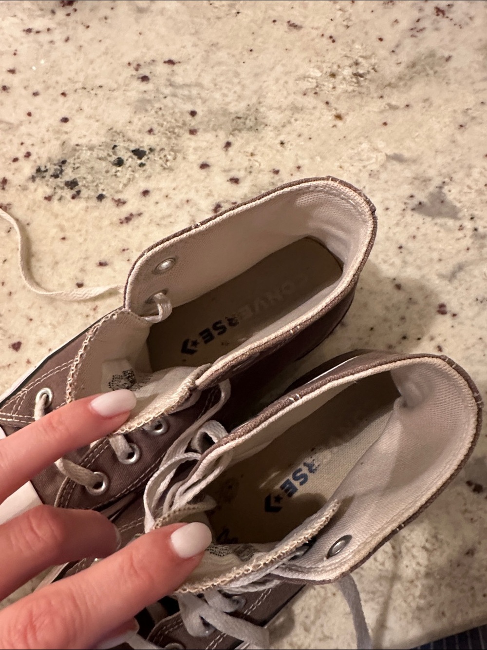 Converse High Top Sneakers - Taupe and White - Picture 4 of 5